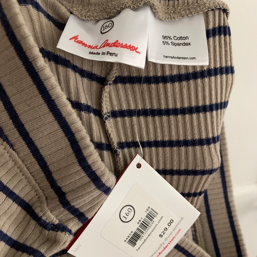 Hanna Andersson  drawstring striped leggings pants joggers pajamas new with tags
